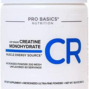 Micronized Creatine Monohydrate Powder 10.6oz. Unflavored. Pure Non Grainy Dissolve Easily Non GMO No Additives Vegan & Keto Friendly. Post Workout. for Women & Men. 60 Servings 5000mg 5g per Scoop
