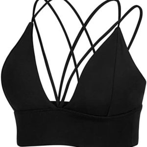MotoRun Womens Push-up Padded Strappy Sports Bra Cross Back Wirefree Fitness Yoga Top