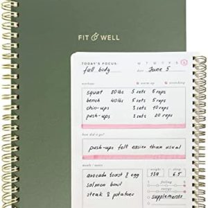 Kunitsa Co. Fitness Journal for Women. Track Workouts, Meals, and Weight Loss. Undated, Fits 120 Workouts (Sage, 6 x 8.5 in)