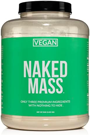 Naked Vegan Mass – Natural Vegan Weight Gainer Protein Powder – 8lb Bulk, GMO Free, Gluten Free, Soy Free & Dairy Free. No Artificial Ingredients – 1,230 Calories – 11 Servings