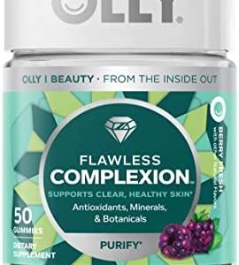 OLLY Flawless Complexion Gummy, Clear and Healthy Skin Support, Vitamins E, A, Zinc, Chewable Supplement, Berry - 50 Count (Pack of 1)