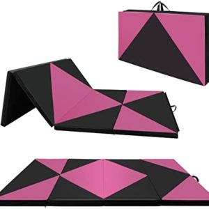 Max4out 8/10'x4'x2'' Thick Tri-fold Gymnastics Exercise&Personal Fitness Mat For Home, Aerobics Stretching Yoga Mats With Carrying Handle For MMA, Home Gym Protective Flooring