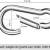 3 Inch Stainless Steel Spring Snap Hook Carabiner, 316 Stainless Steel Clips, Small Carabiner Set of 4 - Image 2