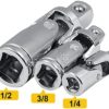 GDFYMI Universal Joint Socket, Swivel Socket Adapter Set, 1/2", 3/8", 1/4" Drive Socket Set, Flexible Socket Extension, Drive U-Joints Impact Adapter, Cr-V, Bendable Universal Socket Adapter (3 Pcs) - Image 6