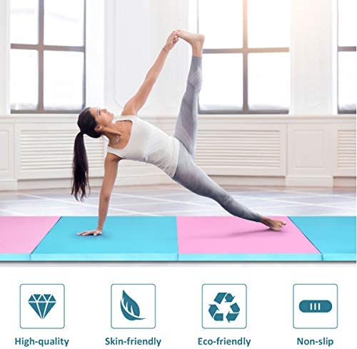 Giantex 4'x10'x2'' Gymnastics Mat, Anti-Tear Folding Gymnastics Exercise Mats w/Carrying Handles, Hook and Loop Fastener, Lightweight Gymnastics Panel Mat, Tumbling Mat for Stretching, Aerobics - Image 8