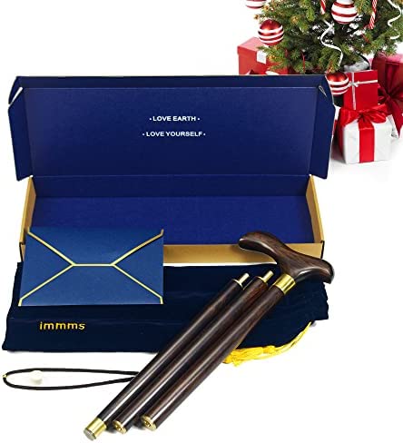 IMMMS Walking Cane -Natural Ebony Wood, Foldable, Heavy Duty, with Travel Bag - Handcrafted wooden cane, Canes for Men & Women, Walking Stick, Canes for Seniors & Adults Balance Fashionable and Strong - Image 3