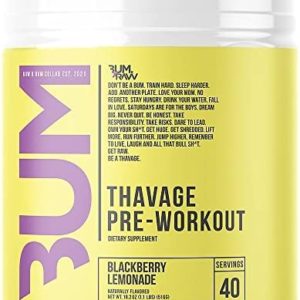 RAW Thavage Pre Workout - BlackBerry Lemonade | Chris Bumstead Pre Workout Formula, Sports Nutrition Pre-Workout Powders | Men & Womens Preworkout Drink, Energy Powder for Working Out | 40 Servings