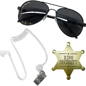 Ring Bearer Gifts Ring Security Wedding Sun Glasses,Ring Security Badge and EarPiece Cosplay for Kids Outfit Police FBI Toys