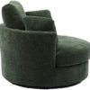 HomSof Accent Barrel Chair and Half 3 Pillows 360 Degree Swivel Round Sofa, Green/Chenille - Image 10