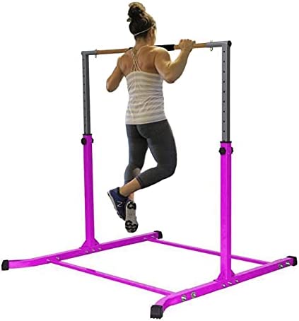 Pro-Gymnastics Gymnastics Kip Bar Horizontal Bar Professional Junior Gymnastic Training High Bar Asymmetric Bar 13 Level Height Adjustable Expandable 3 to 5 FT Cushioned Bar & Curved Legs (Purple) - Image 5