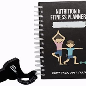 ESAN Fitness Journal for Women & Men - Nutrition Daily Planner, Workout Tracker, Weight Loss Log for 12 Weeks, Hardbound Home Notebook with Body Tape Measure