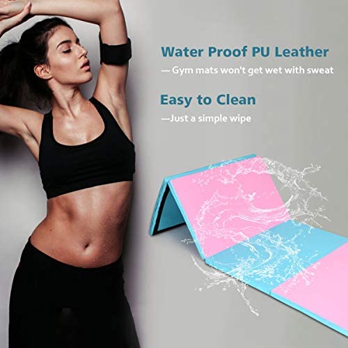Giantex 4'x10'x2'' Gymnastics Mat, Anti-Tear Folding Gymnastics Exercise Mats w/Carrying Handles, Hook and Loop Fastener, Lightweight Gymnastics Panel Mat, Tumbling Mat for Stretching, Aerobics - Image 6