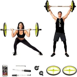 Barbell Weight Set, Strength Band-Compatible Strength Training Bars & Weights, Versatile & Collapsible Weight Bar for Deadlift, Pilates, Vertical & Horizontal-Plane Exercises, 55 in, 11.2 lbs - AXLE