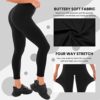 Leafigure Leggings for Women High Waist, 3 Pack Tummy Control Black Yoga Pants for Running, Workout - Image 2