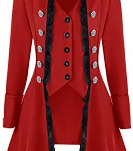 Women's lace Steampunk Jacket,Medieval Pirate Renaissance Goth Costume,Retro Victorian Vampire Tailcoat Vintage Frock Coat