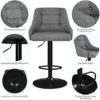 Yaheetech Bar Stools Set of 2 Height Adjustable Swivel Counter Height Bar Stool Kitchen Island Stool PU Leather Bar Chairs with Padded Back Light Gray - Image 7