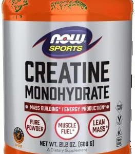 NOW Sports Nutrition, Creatine Monohydrate Powder, Mass Building*/Energy Production*, 21.2-Ounce