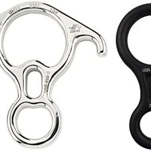 ProClimb Rescue Figure 8 Descender Stainless Steel Belay Device Bundle with Rescue Big 8 Aluminum Descender with Bent-Ears Rappelling Gear Belay Device (Orange)