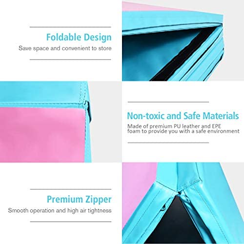 Giantex 4'x10'x2'' Gymnastics Mat, Anti-Tear Folding Gymnastics Exercise Mats w/Carrying Handles, Hook and Loop Fastener, Lightweight Gymnastics Panel Mat, Tumbling Mat for Stretching, Aerobics - Image 4