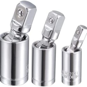 Xtreme 3 Pcs 1/2 Inch, 3/8 Inch, 1/4 Inch Drive Universal Joint Swivel Deep Socket, Cr-V