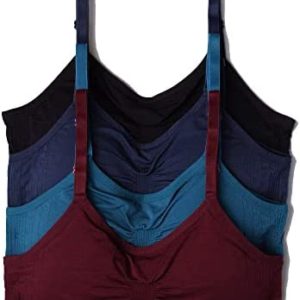 Kalon 4 Pack Women’s Nylon Spandex Removable Pads Comfort Cami Bras Wireless
