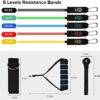 Resistance Band Set 12 Pcs Pilates Resistance 150lbs Training Instant Cooling Towel, Door Anchor, Ankle Straps, Stackable Resistance Bands with Handles & Instruction Booklet for Yoga Home Workout - Image 3