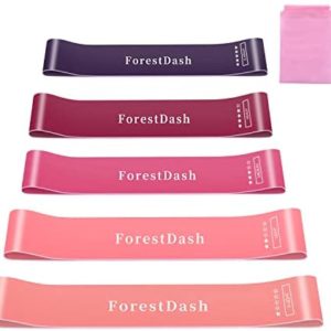 ForestDash 5 Pcs Resistance Bands, Exercise Loop with 5 Different Resistance Levels, Exercise Bands for Butt/ Knee/ Legs, Exercise Workout Bands with Carry Bag, Ideal for Home, Gym