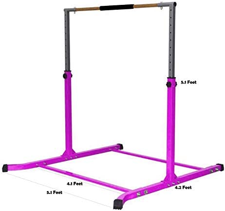 Pro-Gymnastics Gymnastics Kip Bar Horizontal Bar Professional Junior Gymnastic Training High Bar Asymmetric Bar 13 Level Height Adjustable Expandable 3 to 5 FT Cushioned Bar & Curved Legs (Purple) - Image 8