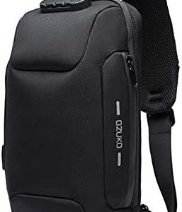 Anti Theft Sling Bag Shoulder Crossbody Backpack Waterproof Chest Bag with USB Charging Port Lightweight Casual Daypack