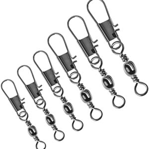 LASOFAB Snap Swivel Fishing Accessories, Premium Fishing Gear Equipment with Ball Bearing Swivels Snaps Connector Freshwater Swivels Fishing Tackles for Lures