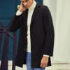 ESIGTZO Mens Casual Warm Solid Fleece Jacket Stand Collar Long Sleeve Zipper Fly Pocket Jacket Coat Men Car Coat Wool - Image 2