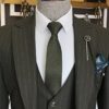 Wangyue Men's Pinstripe Suit Slim Fit 3 Piece Suits Notch Lapel Pinstripe Suit Formal Wedding Business Suit - Image 5