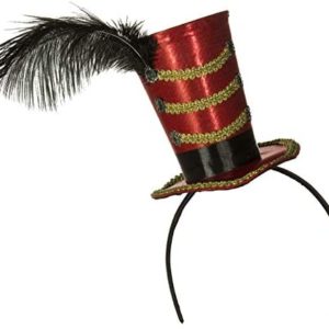 Circus Ringmaster Majorette Mini Cocktail Top Hat w Feather Costume Accessory