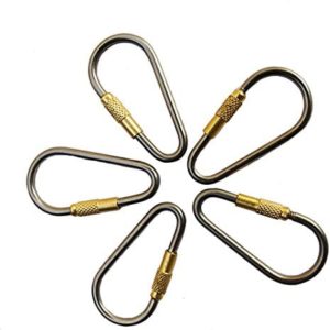 EKLOEN 5pcs Mini Titanium Locking Carabiner, Perfect D-Ring for Outdoor and Indoor Use