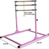 Athletic Bar Gymnastics Kip Bar Horizontal Bar + 4x6 Tumble Mat Professional Junior Gymnastic Training High Bar Asymmetric Bar 13 Level Height Adjustable Expandable 3 to 5 FT Indoor Outdoor Use (Pink) - Image 7