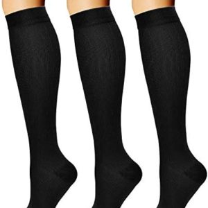 CHARMKING 3 Pairs Copper Compression Socks for Women & Men Circulation 15-20 mmHg is Best for All Day Wear Running Nurse