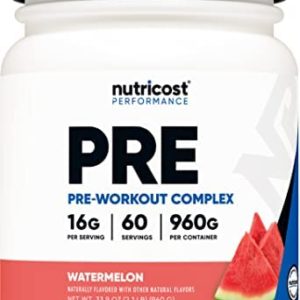 Nutricost Pre-Workout Powder Complex, Watermelon, 60 Servings, Vegetarian, Non-GMO and Gluten Free