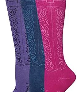 Wrangler Cowgirl Boot Socks, Assorted, Med (W 6-9), 3 Pair