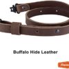 Raiseek Buffalo Hide Leather Rifle Gun Sling with Mil-Spec Swivels,Crazy Horse Brown Stitch,1" Wide Black Screws - Image 6