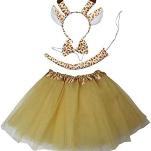 Kirei Sui Kids Animal Gold Giraffe Ears Headband Bowtie Tail & Tutu Costume