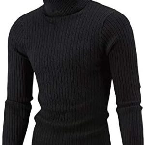 WOCACHI Mens Turtleneck Knitted Sweater Pullover 1/4 Zip Up Neck Stand Collar Winter Warm Slim Fit Lightweight Jumpers