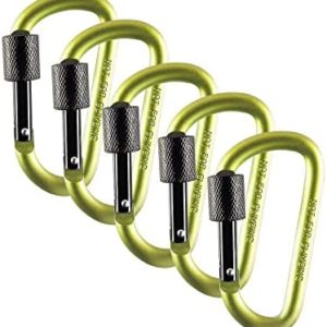 GearHill Aluminum Carabiner Clip D Ring Shape 3" Spring Link, Screw Lock Hooks, Durable Strong and Lightweight