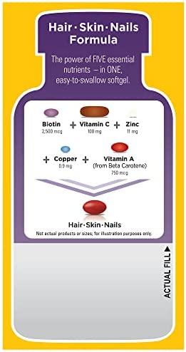Nature Made Hair Skin and Nails with Biotin 2500 mcg, Dietary Supplement For Healthy Hair Skin and Nails Support, 120 Softgels, 120 Day Supply - Image 9
