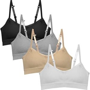 Popular Girls Padded Training Bra Pack – Crop Cami Training Bras for Girls. Seamless Bra Design with Removable Padding