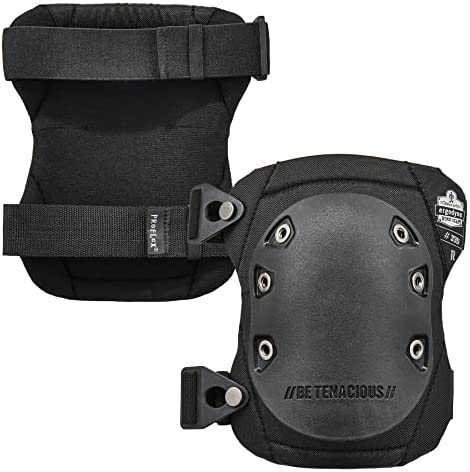 Ergodyne ProFlex 335 Slip Resistant Rubber Cap Knee Pads, Black, Buckle Closure