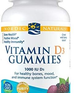 Nordic Naturals Vitamin D3 Gummies, Wild Berry - 60 Gummies - 1000 IU Vitamin D3 - Great Taste - Healthy Bones, Mood & Immune System Function - Non-GMO - 60 Servings