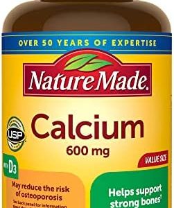 Nature Made Calcium 600 mg with Vitamin D3, Dietary Supplement for Bone Support, 220 Tablets