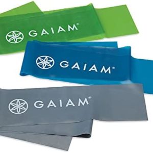Gaiam Restore Strength and Flexibility Resistance Band Kit Set - 3 Levels of Resistance - Strength Training Workout Bands for Stretching Muscles - Versatile Exercise Tool - Light, Medium, and Heavy