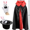 Click N' Play Magician Costume for Kids with Cape & Accessories, Halloween Dress Up & Pretend Play Set Complete with a Magic Set: Top Hat, Magic Wand & Rabbit Magic Tricks, Magic Kit for Kids Age 8-10 - Image 2