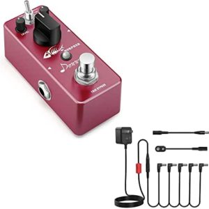 Donner Distortion Guitar Pedal with DPA-100 Guitar Pedal Power Supply Adapter 9V DC 1A Tip Negative 5 Way Daisy Chain Cables for Effect Pedal